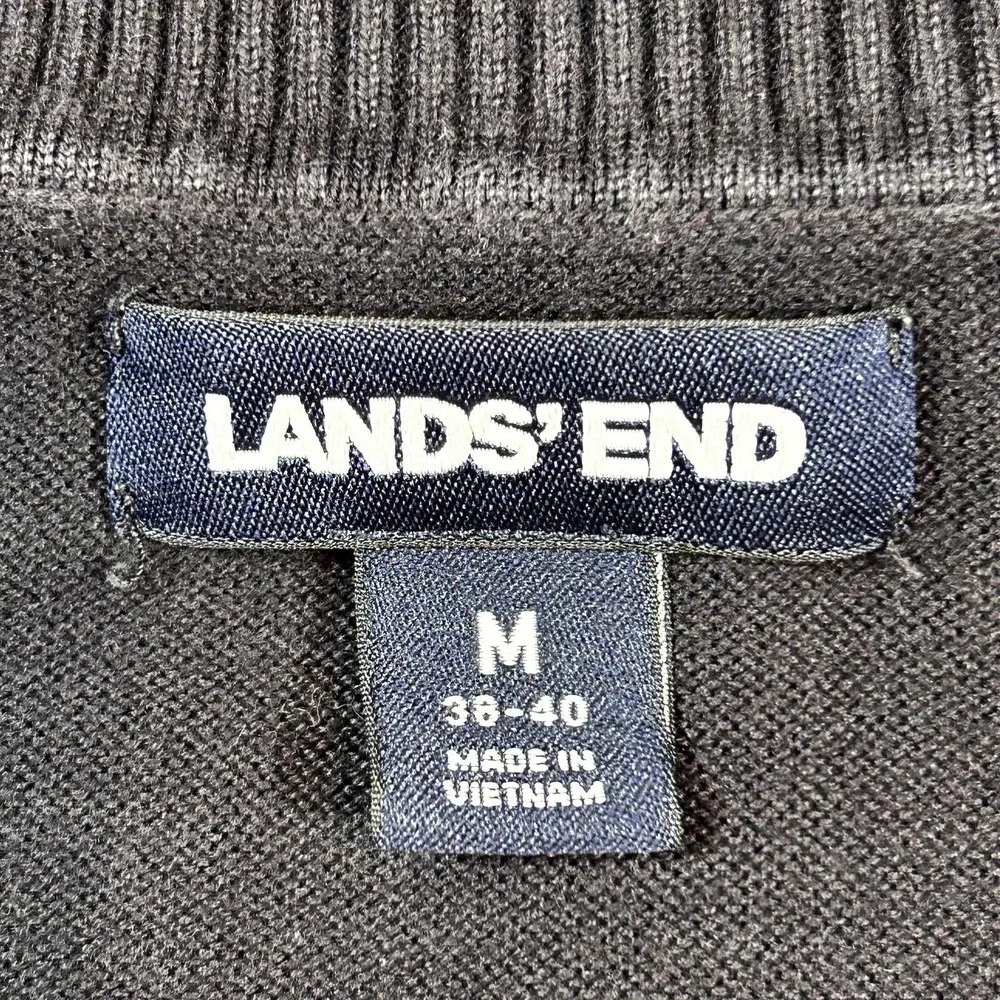 Lands End Mens Sweater M Black 60% Cotton 40% Modal